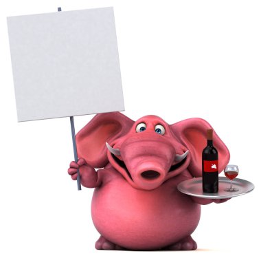 Eğlenceli çizgi film karakteri holding şarap  