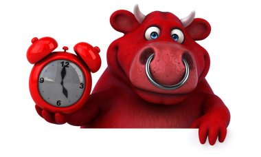 çizgi film karakteri holding çalar saat  