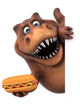 eğlenceli çizgi film karakteri holding hotdog