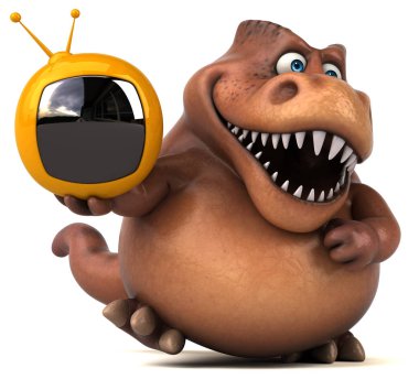 TV cihazı tutarak çizgi film karakteri