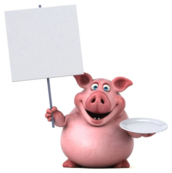 Cartoon character holding plate — Stock Photo, Image