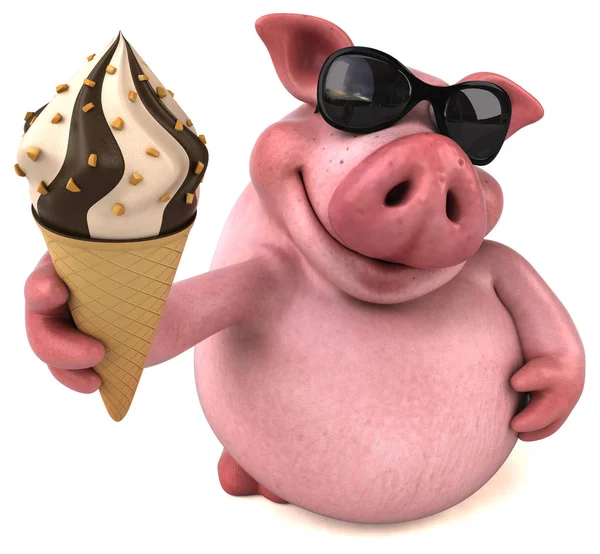 Personaje de dibujos animados celebración de helado — Foto de Stock