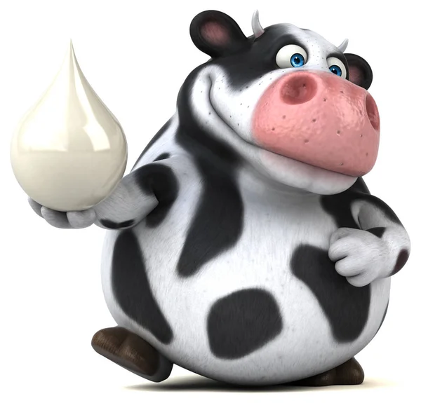 Amusant personnage de dessin animé tenant du lait — Photo