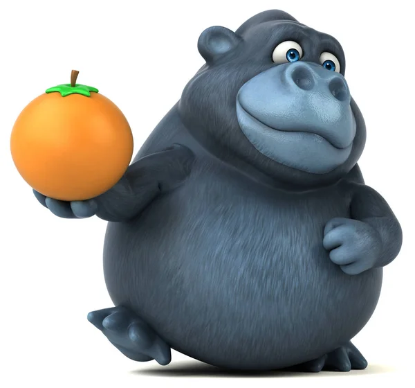 Веселий персонаж мультфільму тримає апельсин — стокове фото