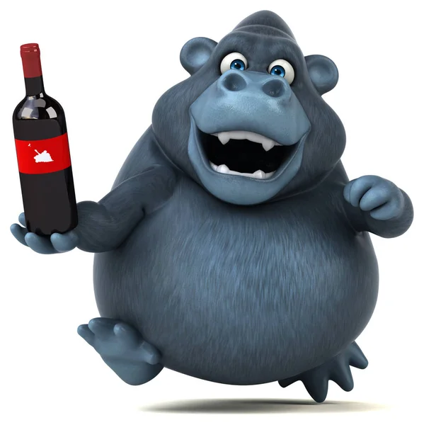 Personagem de desenho animado divertido segurando vinho — Fotografia de Stock