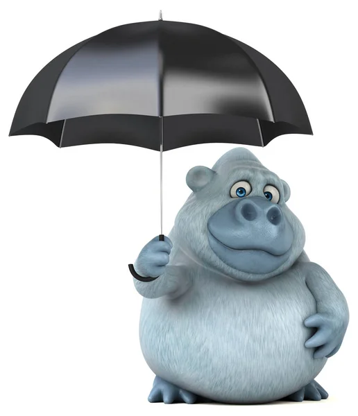 Смешной мультяшный персонаж держит зонтик — стоковое фото