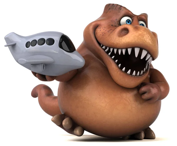Çizgi film karakteri holding uçak — Stok fotoğraf