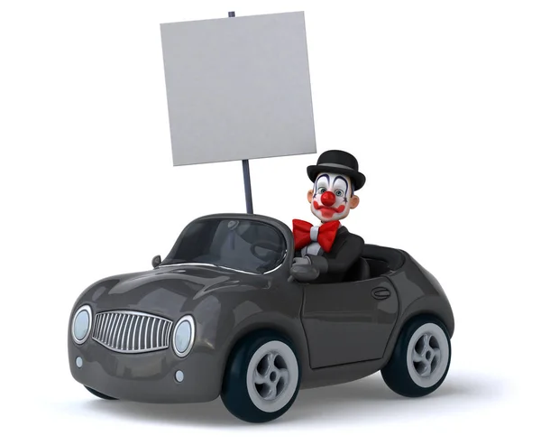 Клоун на машине, иллюстрация — стоковое фото