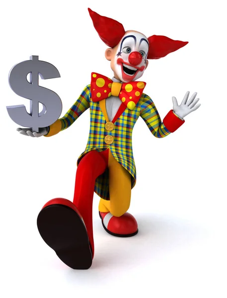 Clown  holding dollar — Stock Photo, Image