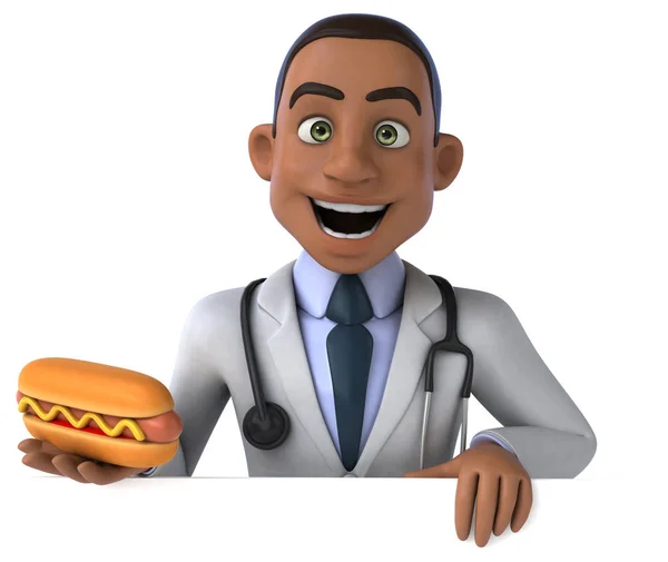 Doctor sosteniendo hotdog —  Fotos de Stock