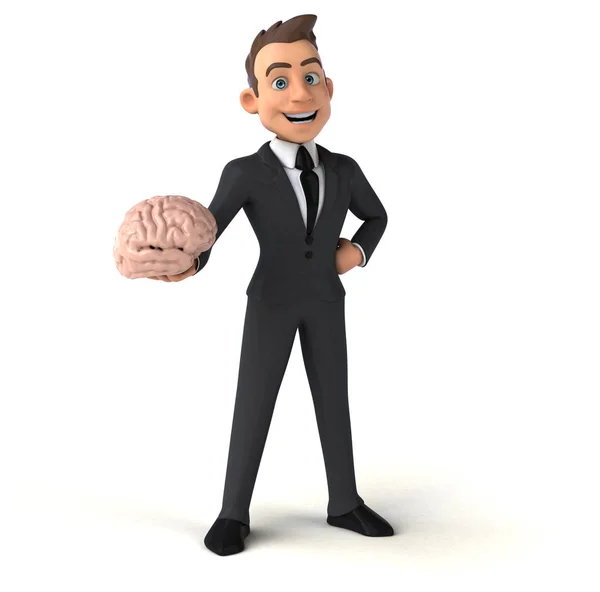 Бизнесмен, держащий мозг — стоковое фото