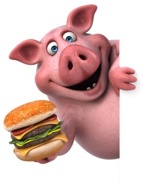  çizgi film karakteri holding hamburger