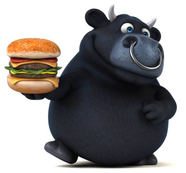  çizgi film karakteri holding hamburger