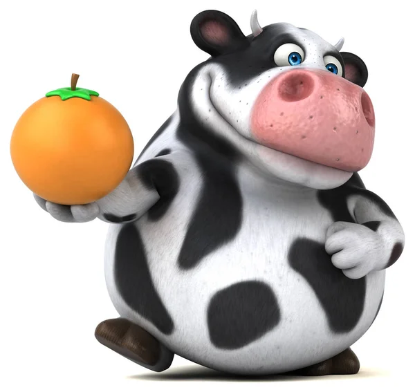 Divertido personaje de dibujos animados sosteniendo naranja — Foto de Stock