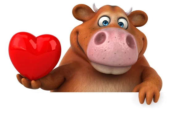 Cartoon character with heart — Stock Photo, Image