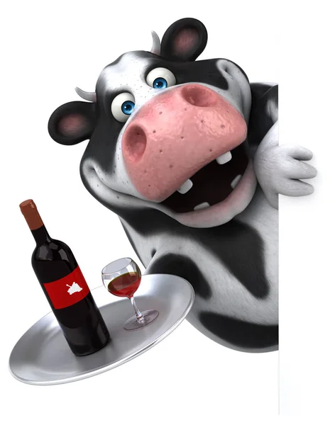 Personagem de desenho animado segurando vinho — Fotografia de Stock