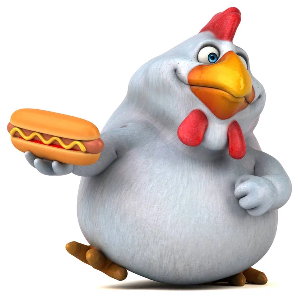 Cartoon character holding hotdog — Stock Photo, Image