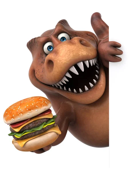Personaje de dibujos animados celebración de hamburguesa — Foto de Stock