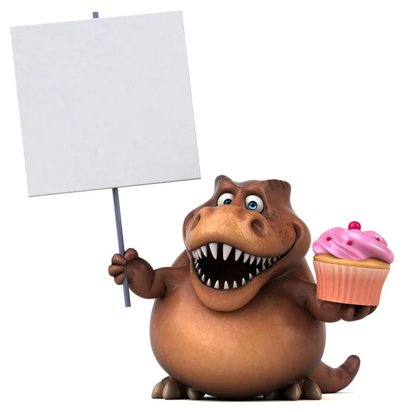 Cartoon character holding cupcake — Stock Photo, Image