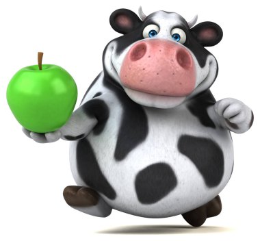 Komik karikatür karakter holding elma  