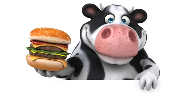 cartoon character holding hamburger