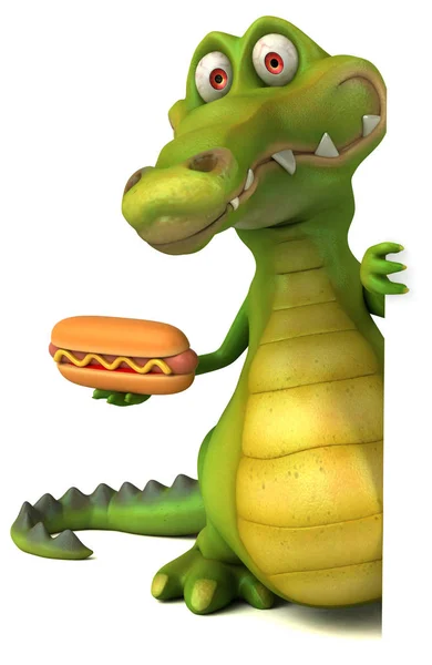 Personaggio dei cartoni animati che tiene hotdog — Foto Stock