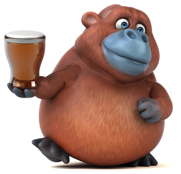 Cartoon character holding beer — Stock Photo, Image