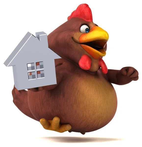 Cartoon character holding house — Stock Photo, Image