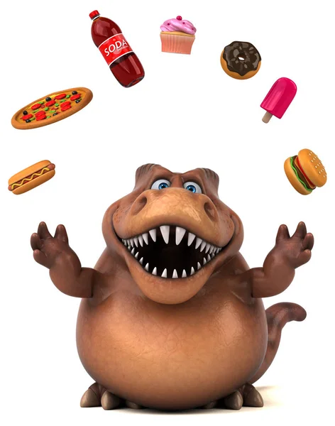 Divertido dinosaurio con comida — Foto de Stock