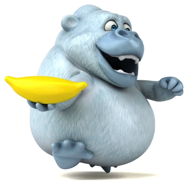 Смішний мультяшний персонаж тримає банан — стокове фото