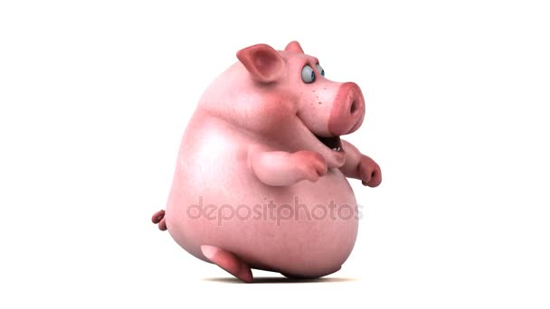 Personagem engraçado dos desenhos animados, porco — Vídeo de Stock
