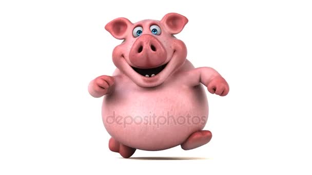 Funny  cartoon character, pig — Stock Video