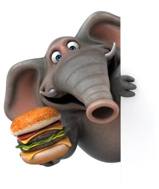  çizgi film karakteri holding hamburger