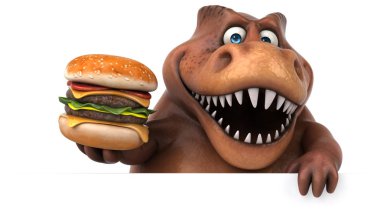  çizgi film karakteri holding hamburger