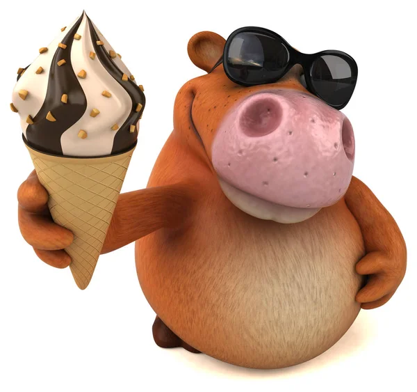 Cartoon character holding ice cream — Stock Photo, Image