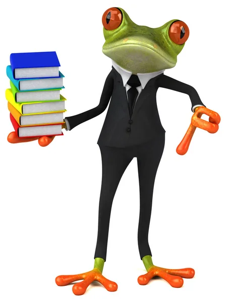 Cartoon character holding books — Stock Photo, Image