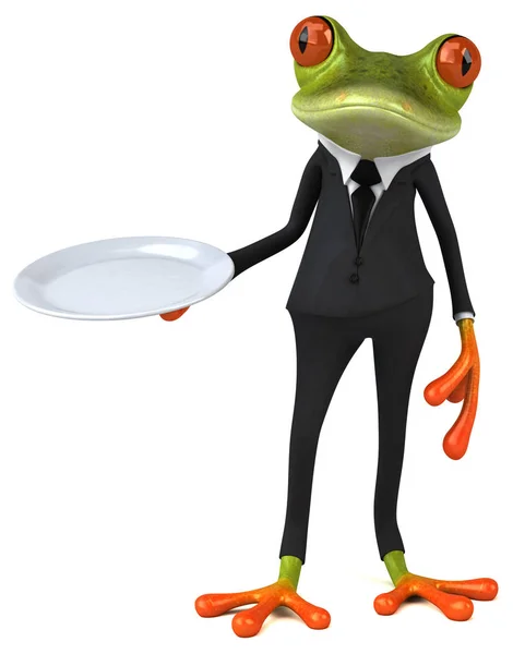 Cartoon character holding light plate — Stock Photo, Image