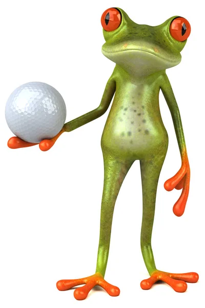 Engraçado personagem de desenho animado segurando bola — Fotografia de Stock