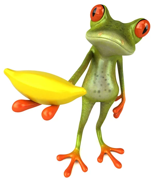 Personagem de desenho animado engraçado segurando banana — Fotografia de Stock