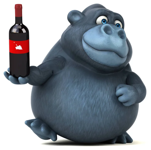 와인을 들고 만화 캐릭터 — 스톡 사진