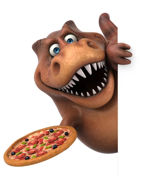 ピザを保持している漫画のキャラクター — ストック写真