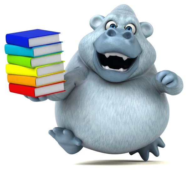 Cartoon character holding books — Stock Photo, Image