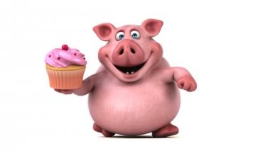 domuz holding cupcake 