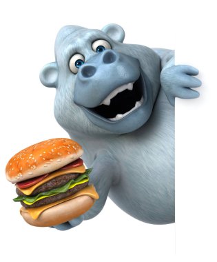 çizgi film karakteri holding hamburger
