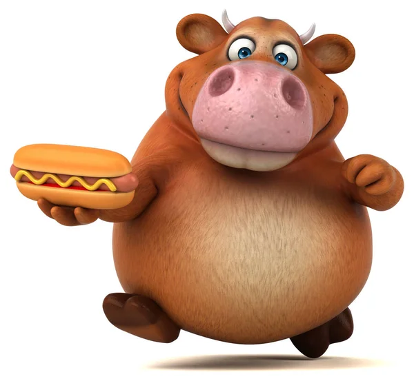 Cartoon character holding hotdog — Stock Photo, Image