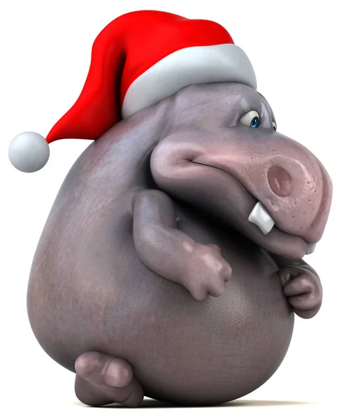 Personagem de desenhos animados usando chapéu de Papai Noel — Fotografia de Stock