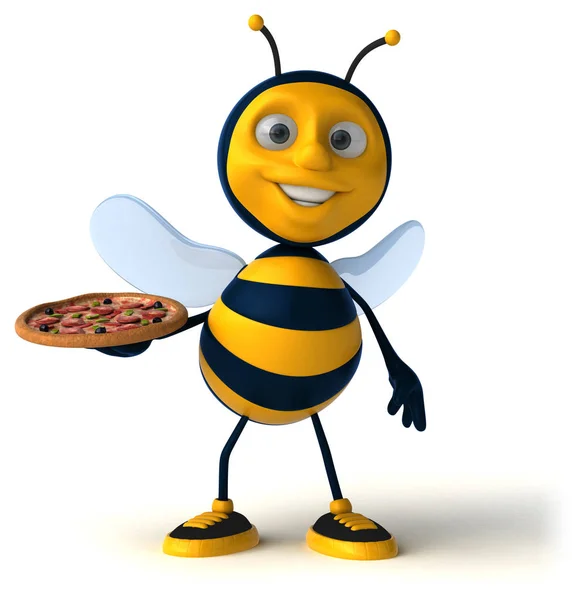 Cartoon character holding pizza — Stock Photo, Image