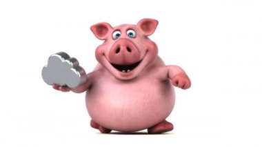 bulut işareti tutarak domuz