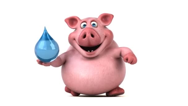 Su damlası tutan domuz — Stok video