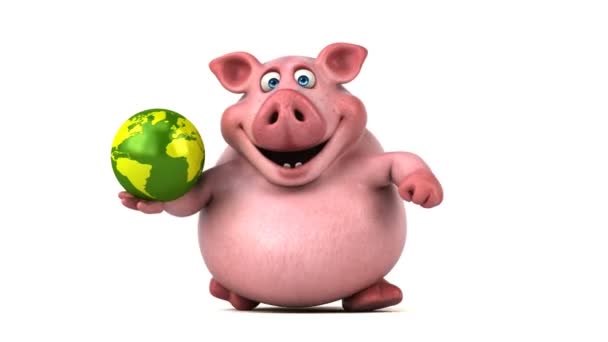 Свиня холдингу глобус — стокове відео